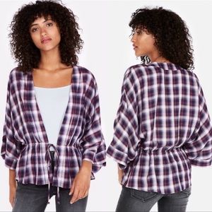 NWT Express plaid cinch waist kimono